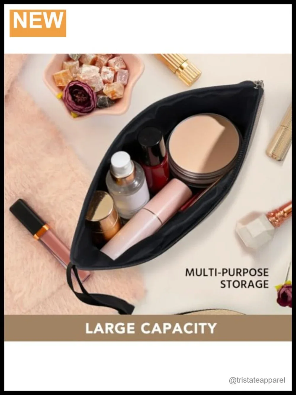 Flax Cosmetic Bag Reusable Zipper Pouch Travel Makeup Case